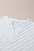 White Textured Split Neck Top and Drawstring Shorts Set